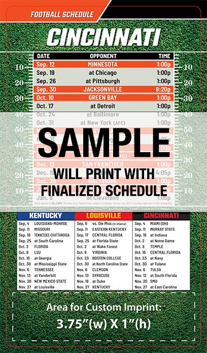 ReaMark Products: Cincinnati Full Magnet Football Schedule